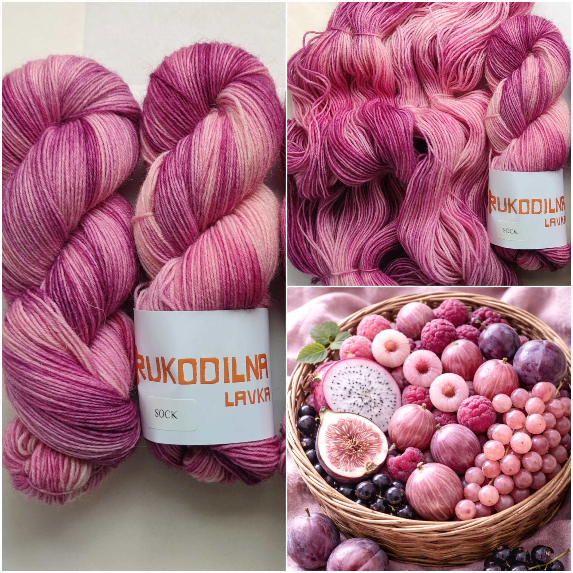 Hand dyed pink variegated sock yarn, merino nylon skein for knitting socks