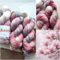 Hand Dyed Sock Yarn Pink Gray, Superwash Wool Nylon, 100g 400m Knitting Yarn