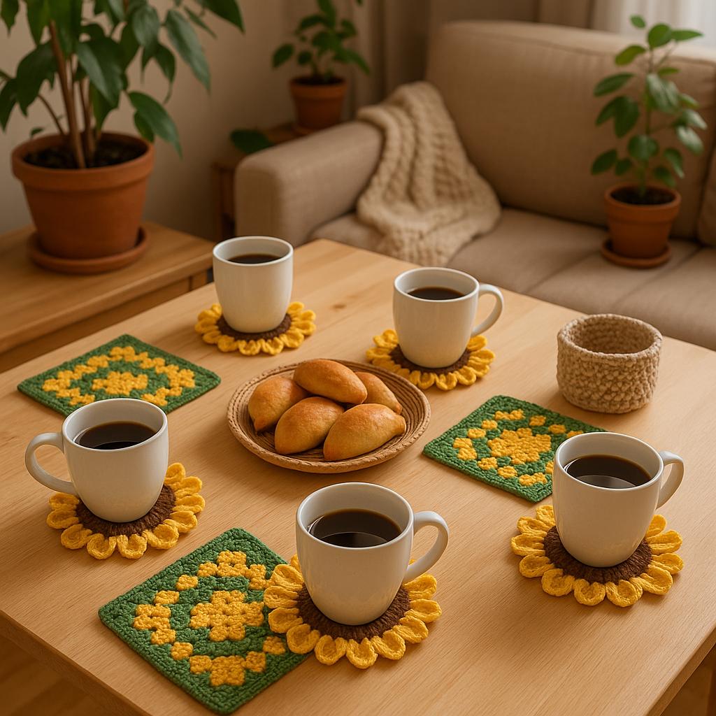 Sunflower Crochet Coaster Pattern – Easy Floral Coaster PDF