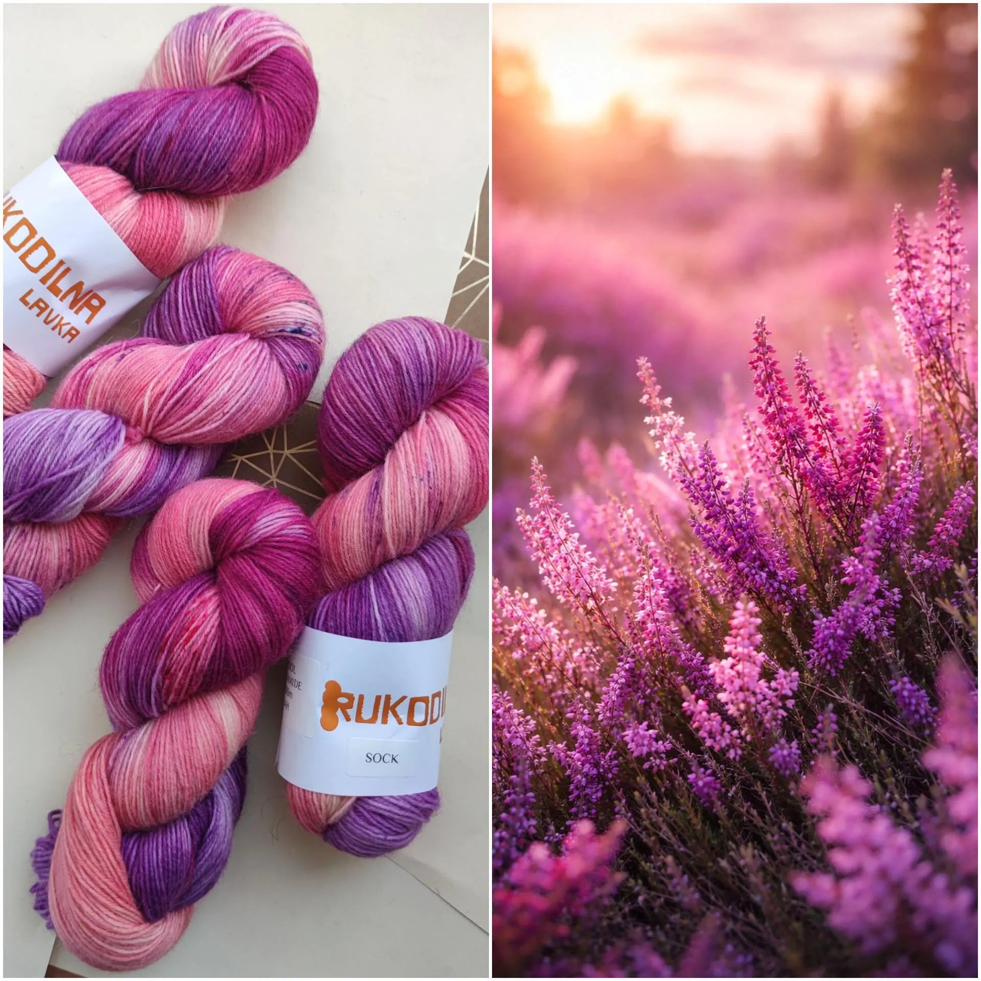 Hand Dyed Sock Yarn Pink Purple Variegated, Fingering Weight Wool Nylon Yarn for Knitting Socks