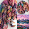 Hand dyed variegated sock yarn in layered jewel tones, wool polyamide fingering weight 4ply yarn for knitting socks, shawls and sweaters